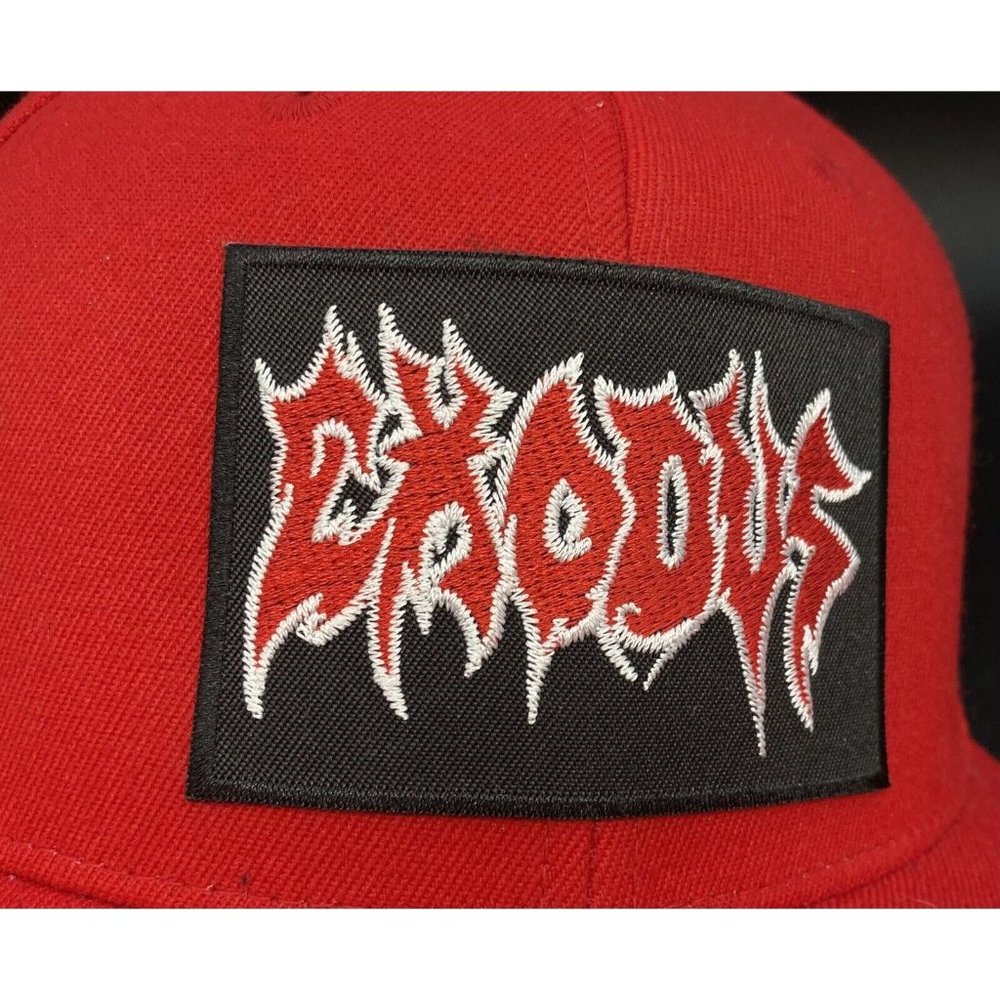 Metal Head Black Death Thrash Exodus 210 Fitted Hat Red 6 7/8 - 7 1/4